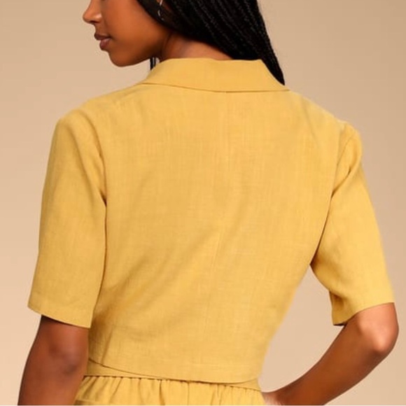 NWT Lulus Mustard Yellow Cropped Blazer Tee Sz XS - Picture 10 of 10